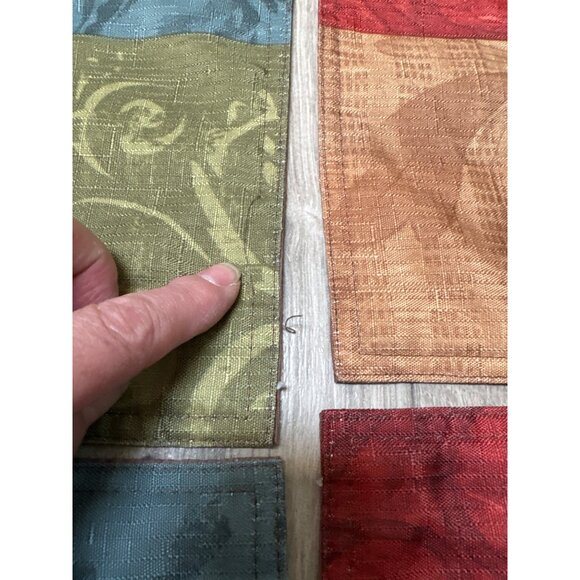 Set Of 5 Colorful Embroidered Patchwork Placemats 19" X 13" Kitchen Table Linens - Picture 2 of 5
